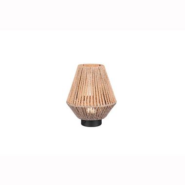 Lampa stołowa LED, przędza papierowa, brązowa, zasilana bateryjnie, wys. 22 cm