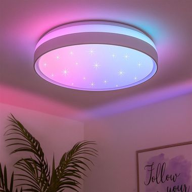 LED Deckenleuchte, weiß, Fernbedienung, D 39 cm