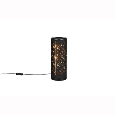 LED Tischleuchte, Metall, Schwarz, Lochmuster, H 34,5 cm
