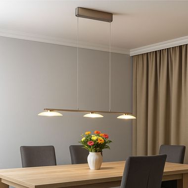 LED hanglamp, mat nikkel, in hoogte verstelbaar, dimbaar, L 102 cm