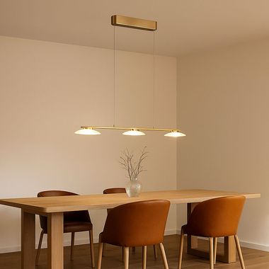 LED Hängeleuchte, messing, Höhenverstellbar, dimmbar, L 102 cm