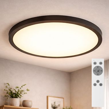 Pannello a LED da parete, nero, dimmerabile, telecomando, D 40 cm