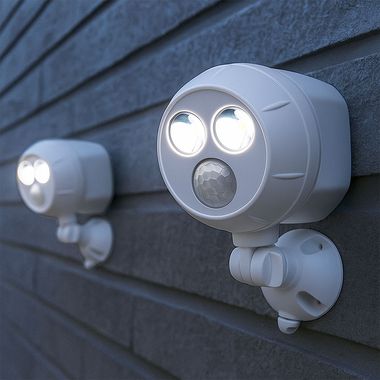 Lot de 2 spots muraux d'extérieur à LED, pile, détecteur de mouvement, IP66