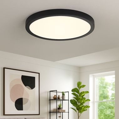 LED Deckenleuchte, Aufbaulampe, schwarz, D 40 cm