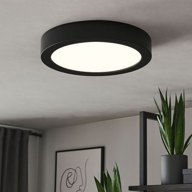 LED plafondlamp, zwart, rond, D 22,5 cm
