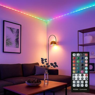 RGBW LED-strip, afstandsbediening, dimbaar, L 151 cm