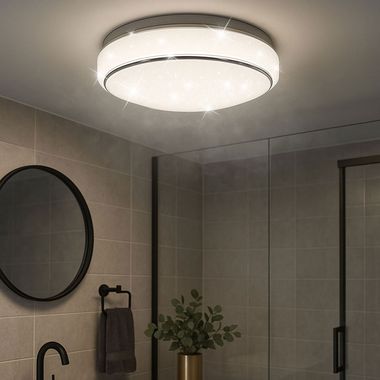 LED Deckenleuchte, Sterneneffekt, CCT, dimmbar, IP44, D 28 cm