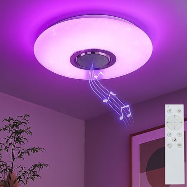Plafoniera LED RGB, telecomando, altoparlante