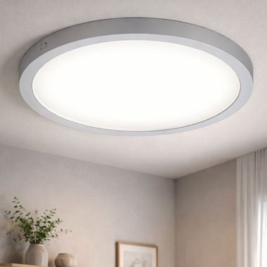 Plafoniera LED, lampada da superficie, cromo, rotonda, D 40 cm