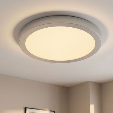 LED plafondlamp, opbouwlamp, mat chroom, D 30 cm