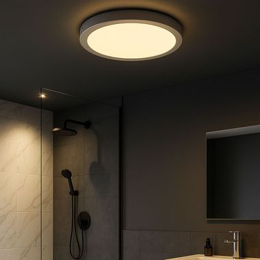 Lampa sufitowa LED, lampa natynkowa, matowy chrom, D 30 cm