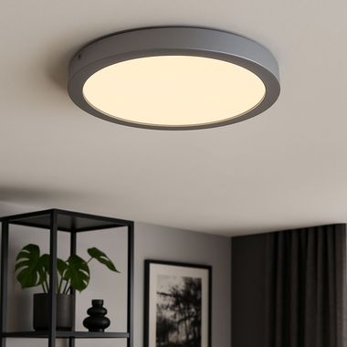 Plafonnier à LED, à poser, chromé mat, D 30 cm