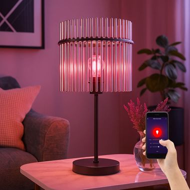 Smart LED lampe de table, barres en verre, fumé, H 54,5 cm