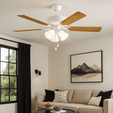 Ceiling fan, white, summer/winter mode, D 132 cm