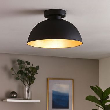 Plafonnier LED, métal, noir et or, D 31 cm