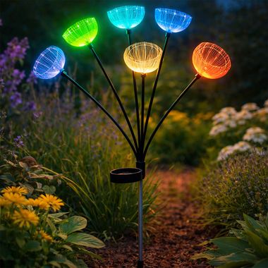 Lampe solaire à LED, acier inoxydable, changeur de couleur RGB, H 70 cm