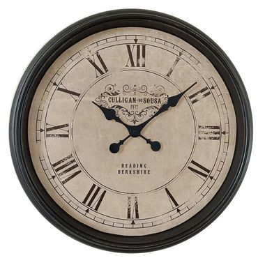 Orologio da parete, vetro, nero, quadrante con numeri romani, D 58 cm