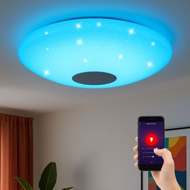 Smart RGB LED ceiling light, dimmable, app control, D 38 cm