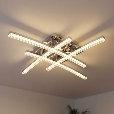 Plafonnier LED, chrome, décor de bulles d'air claires, L 45 cm