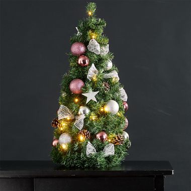 LED floor lamp, Christmas tree, baubles stars, H 65 cm