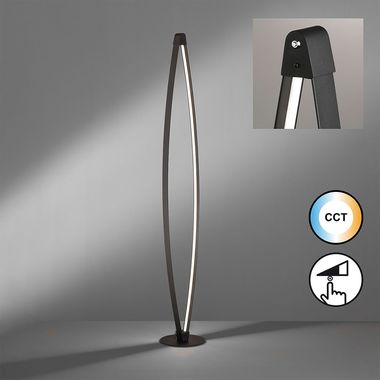 LED floor lamp, black, dimmable, 3 levels CCT, H 145 cm