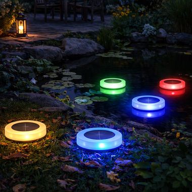 5er Set RGB LED 2in1 Schwimmlicht, Bodenleuchte, Farbwechsel, D 11 cm