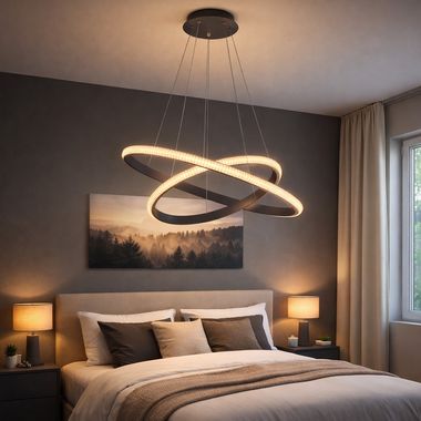 LED pendant light, ring design, dimmable, height-adjustable