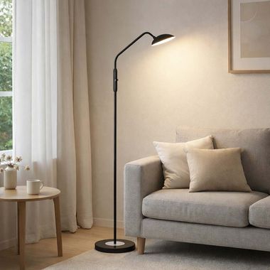 Lampa podłogowa LED, piaskowa czerń, ściemniacz dotykowy, wys. 135 cm