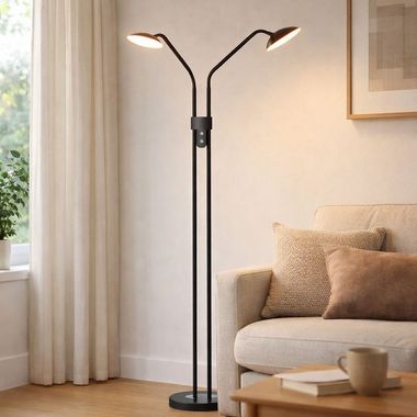 Lampa podłogowa LED, czarna, ściemniacz dotykowy, wys. 135 cm
