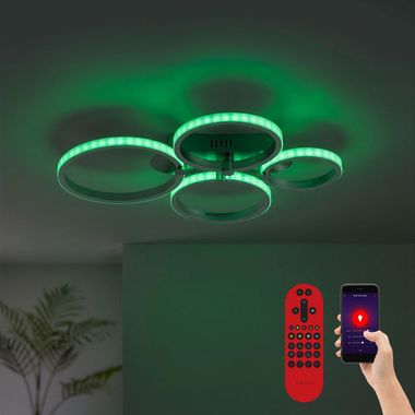 Slimme LED plafondlamp, afstandsbediening, dimbaar, L 59 cm