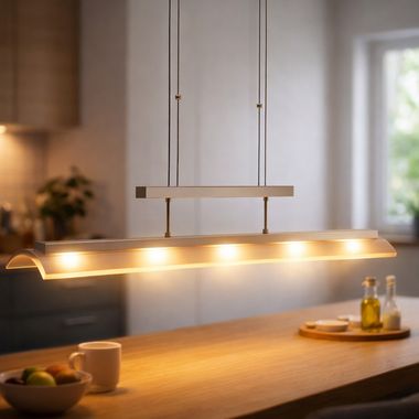 Lampa wisząca LED, stal, matowe szkło, ściemnialna, L 110 cm