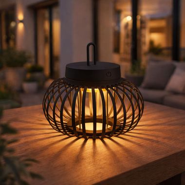 Lampada da tavolo/sospensione ricaricabile a LED, nera, touch dimmer, D 25 cm