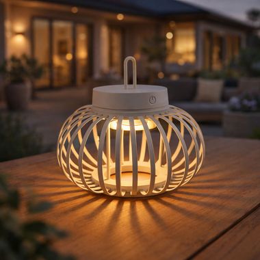 LED hanglamp/tafellamp, zandkleurig, touchdimmer, D 25 cm