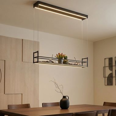 LED hanglamp, plank, geheugen, 3 niveaus, H 60-120 cm