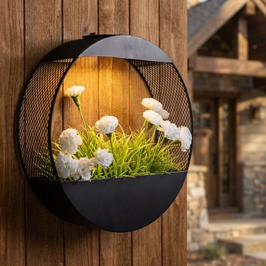 LED solar wandlamp, plantenbak, IP44, D 25 cm