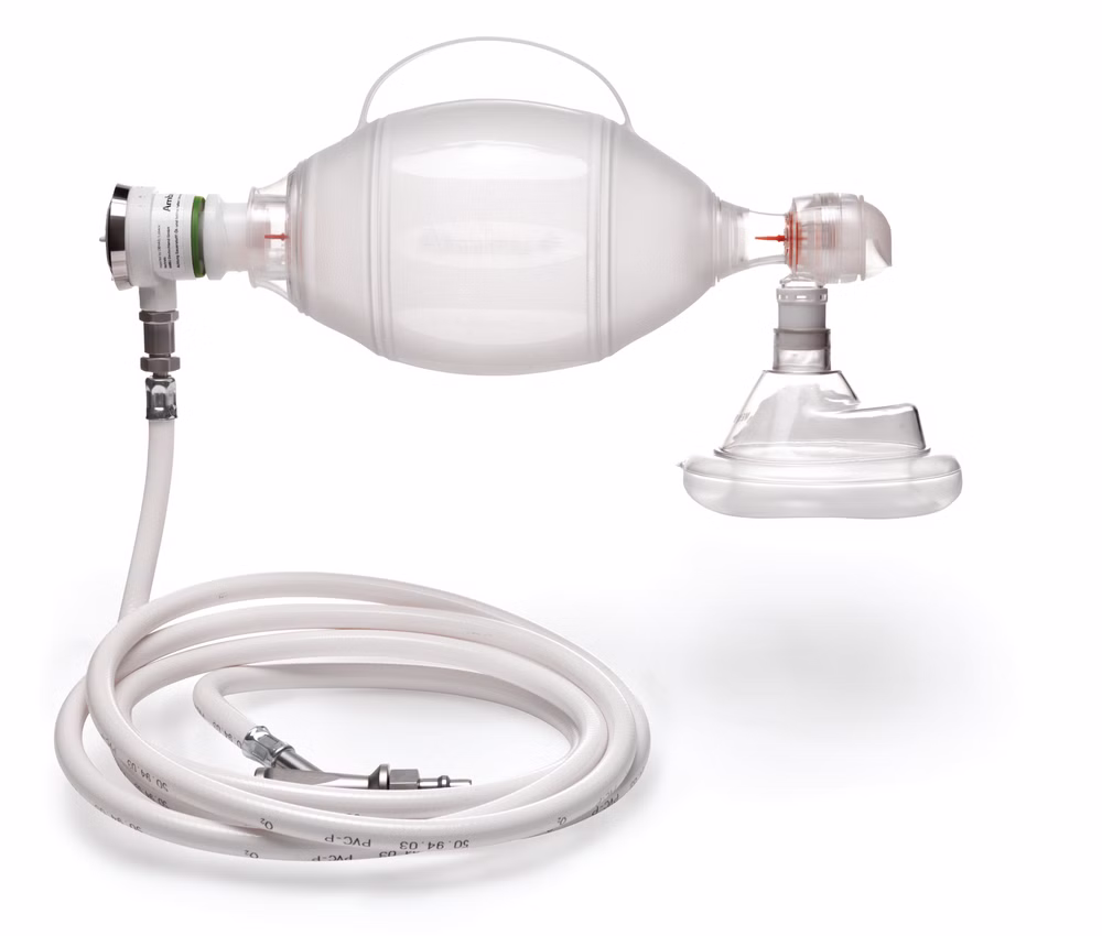Ambu Demandventil für medizinischen Sauerstoff mit glattem 1,5m Schlauch und wählbarem ISO-Adapter ISO-Ausführung / Walther-Kupplung