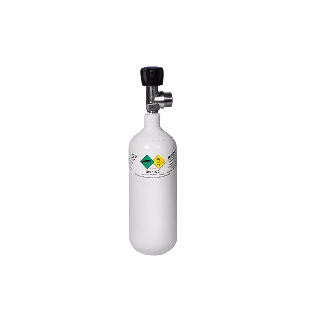 Sauerstoffflasche mit medizinischem Sauerstoff aus Stahl oder Aluminium 0.8 Liter Stahlflasche