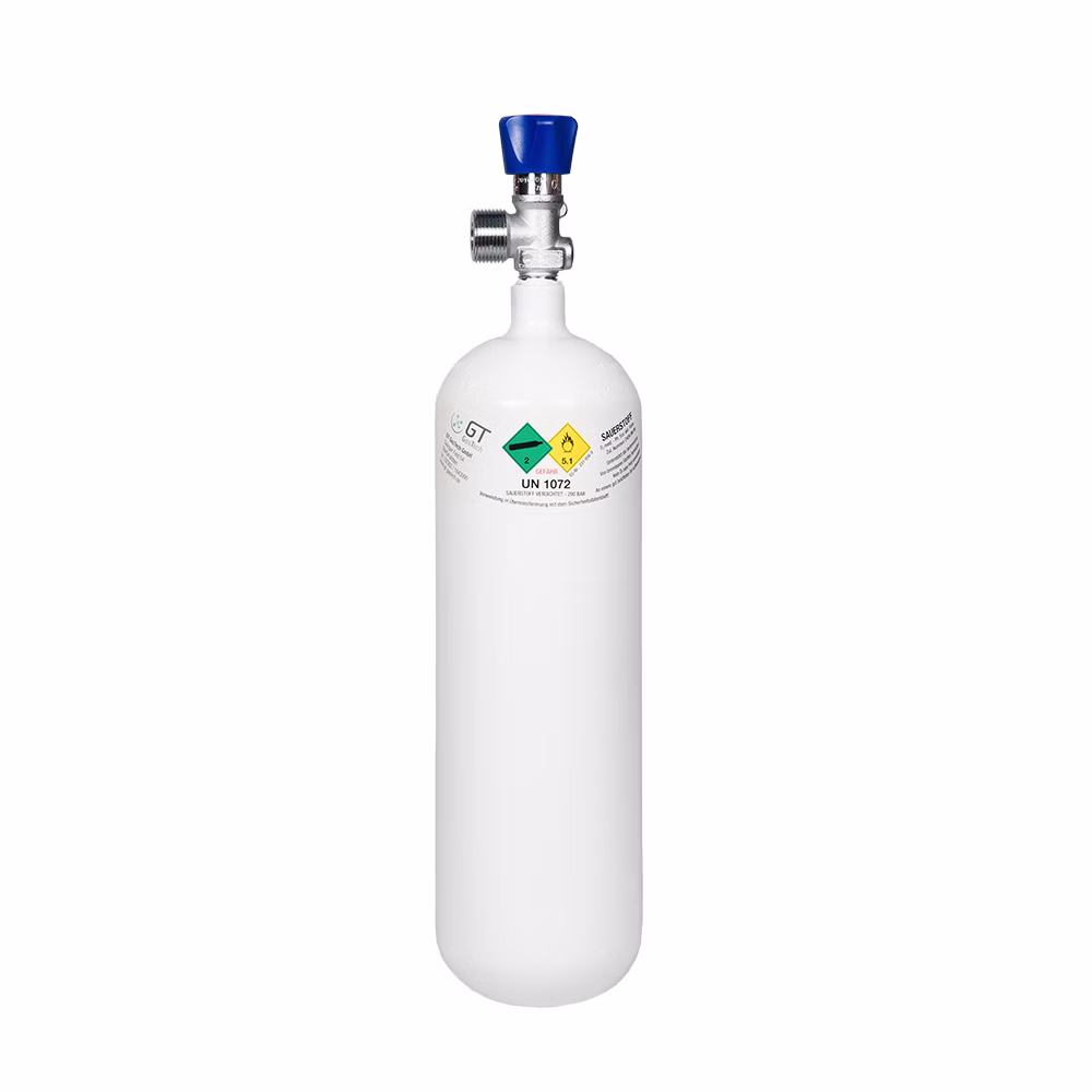 Sauerstoffflasche mit medizinischem Sauerstoff aus Stahl oder Aluminium 2.0 Liter Stahlflasche