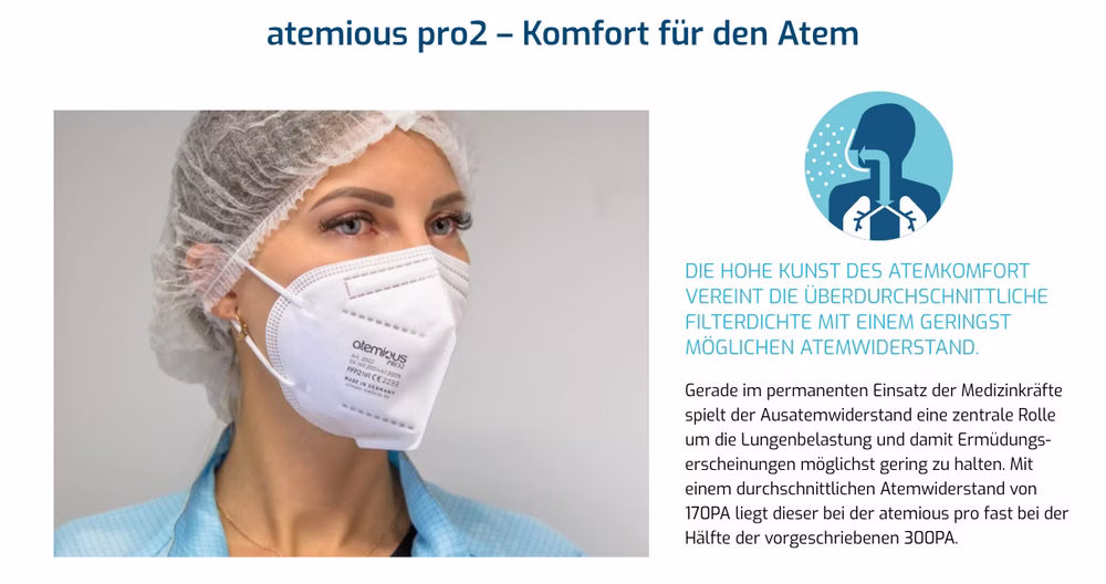 Univent Medical Atemious X5 FFP2 Schutzmaske - Made in Germany