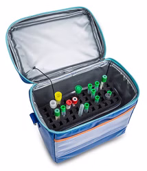 EliteBags ROW XL Labortasche für Blutröhrchen inkl. Thermometer Blau