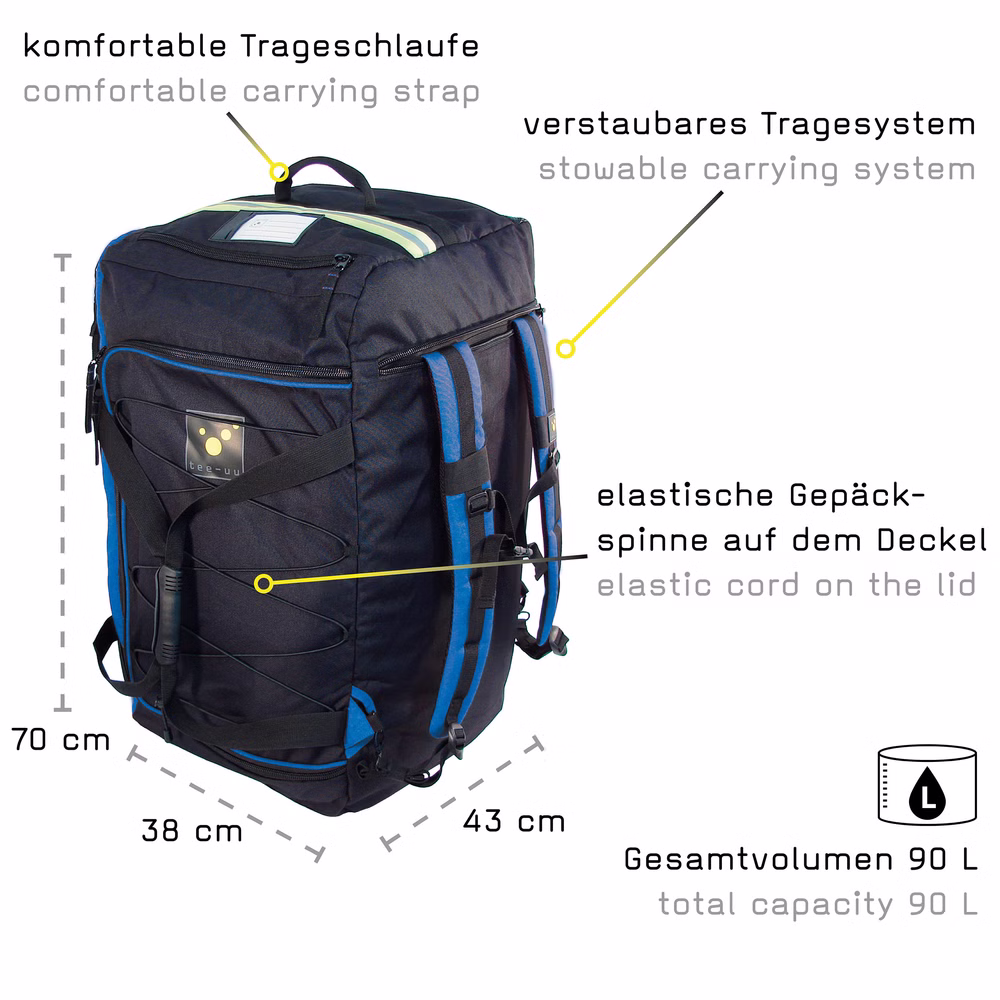 Tee-uu Ragbag Pro Bekleidungstasche schwarz/blau