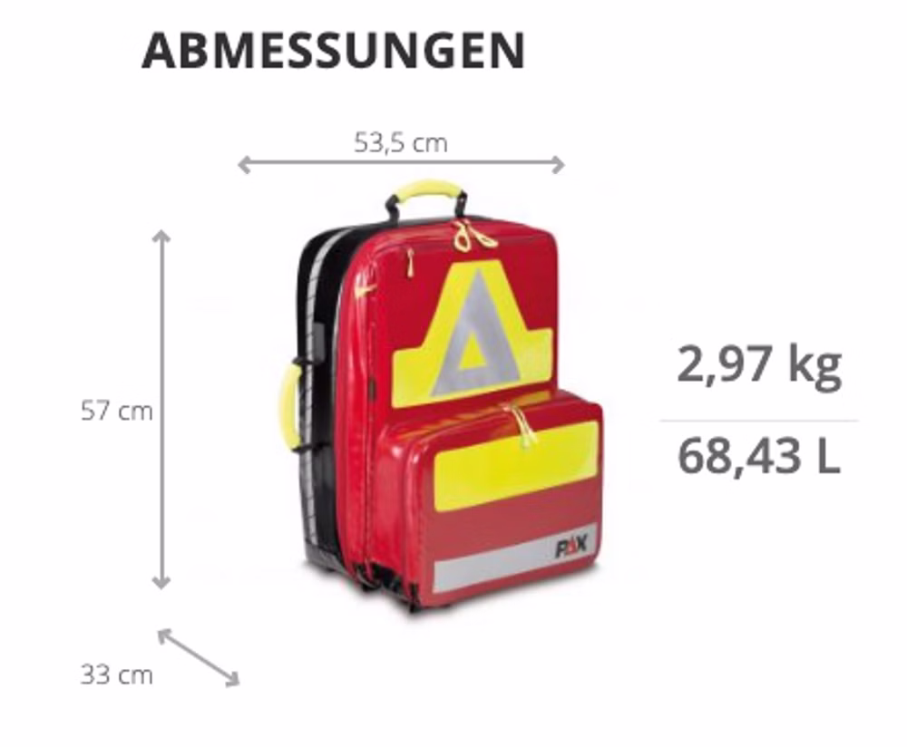 PAX Notfallrucksack Wasserkuppe L-FT mit Fronttasche Rot