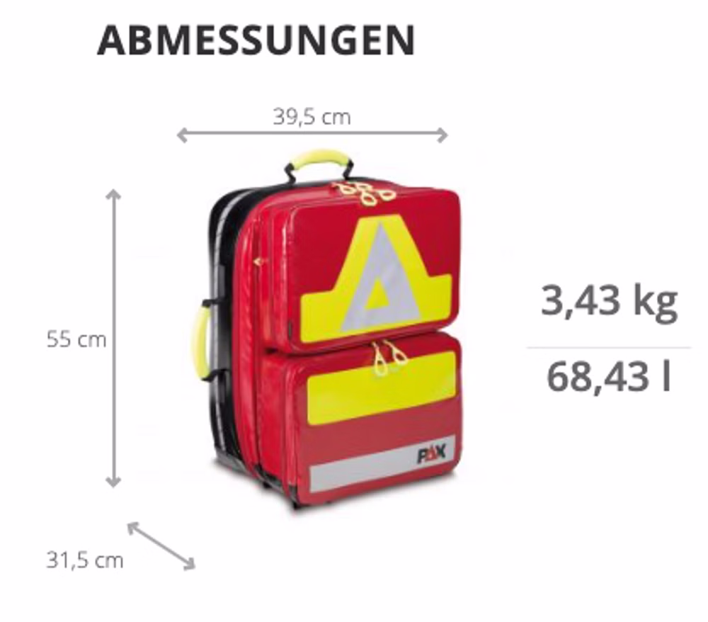 PAX Notfallrucksack Wasserkuppe L-FT2 mit 2 Fronttaschen Blau