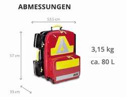 PAX Notfallrucksack Wasserkuppe L-ST-FT mit Seitentaschen und Fronttasche Blau