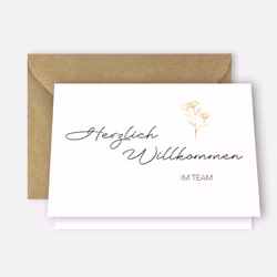 Karte "Herzlich willkommen im Team" mit Umschlag