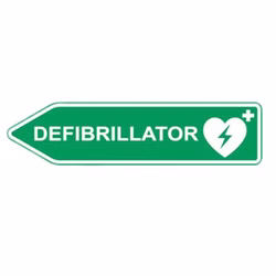Standortschild Defibrillator Straßenschild rechtsweisend