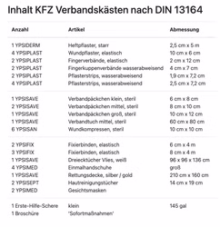 MONZA Verbandtasche mit KFZ-Verbandkasten Füllung DIN 13164