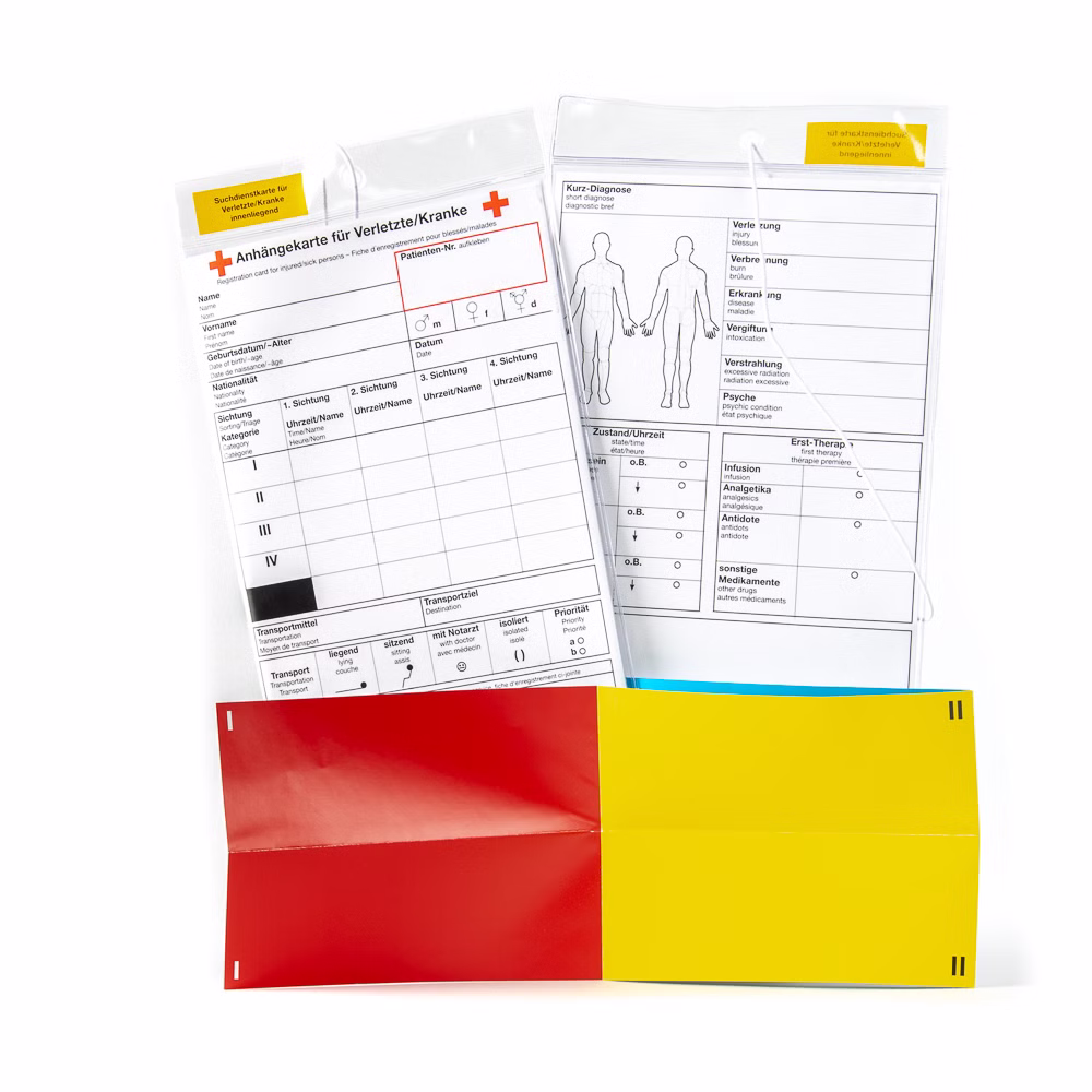 Anhängekarte für Verletzte und Kranke mit Triagecodierung