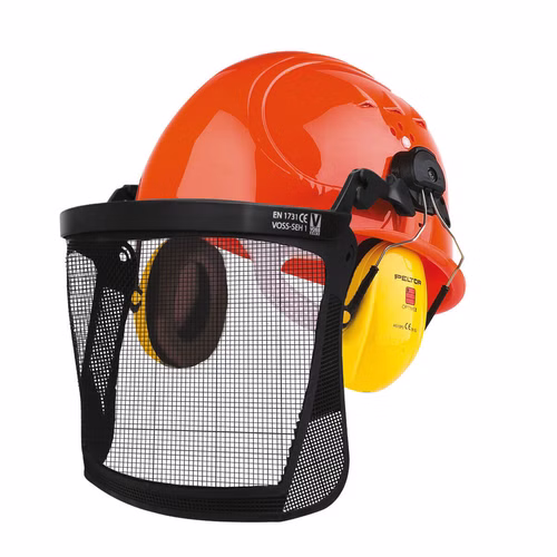 Forstschutzhelm nach DIN 397 mit Gehörschutz