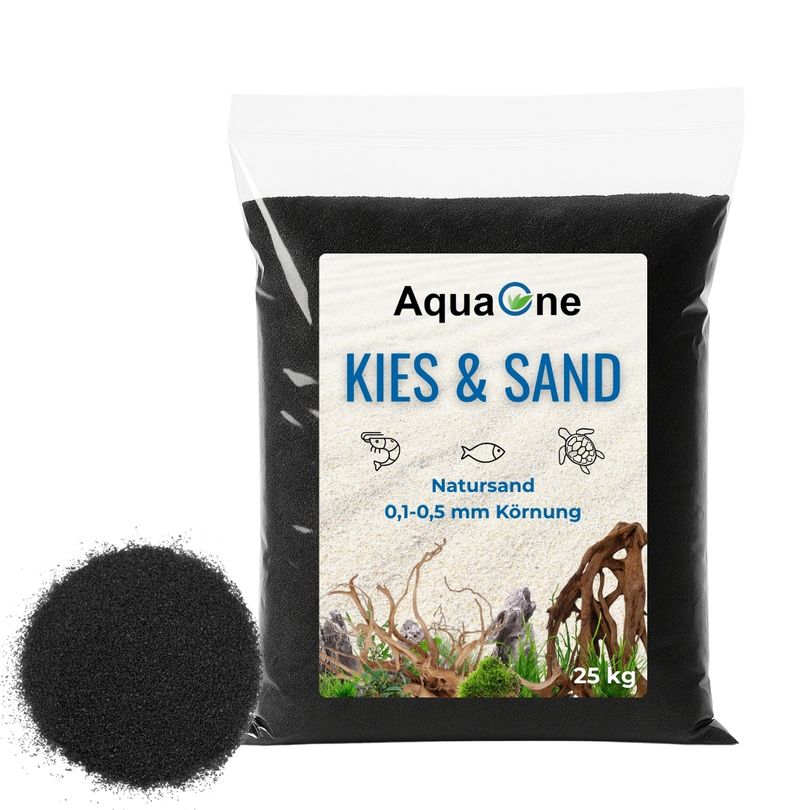 25 Kg schwarzen Aquariensand "Premium Qualität" 0,1-0,5mm Bodengrund Aquariumsand